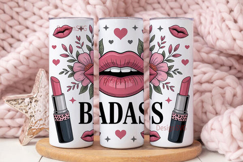 Badass Lips 20oz Tumbler Wrap Sublimation DesignSVG 