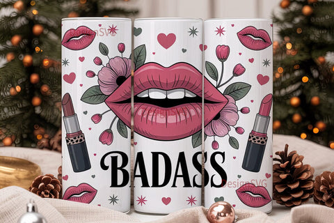 Badass Lips 20oz Tumbler Wrap Sublimation DesignSVG 
