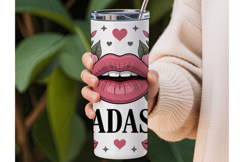 Badass Lips 20oz Tumbler Wrap Sublimation DesignSVG 