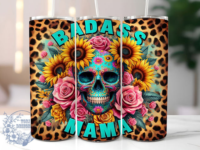 Badass Mama Sunflower Mom Tumbler, Sunflower Tumbler Wrap, Mom Life Tumbler, 20oz Tumbler Sublimation, Sassy Mom Tumbler, Digital Tumbler Wrap, Floral Mom Tumbler Sublimation ToriDesigns 