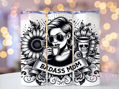 Badass Mom 20oz Tumbler Wrap Sublimation Design, Straight Tapered Tumbler Wrap, Mom Floral Tumbler Png, Instant Digital Download Sublimation SvggirlplusArt 