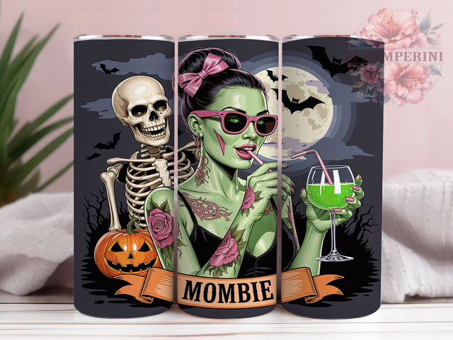 Badass Mombie Skeleton Halloween Tumbler, Mombie Tumbler Wrap, Spooky Vibes Cup, Witchy Mom Tumbler, 20oz Sublimation, Halloween Skeleton Design, Spooky Drinkware Sublimation Li Zamperini 