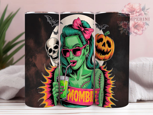 Badass Mombie Skeleton Halloween Tumbler, Mombie Tumbler Wrap, Spooky Vibes Cup, Witchy Mom Tumbler, 20oz Sublimation, Halloween Skeleton Design, Spooky Drinkware Sublimation Li Zamperini 
