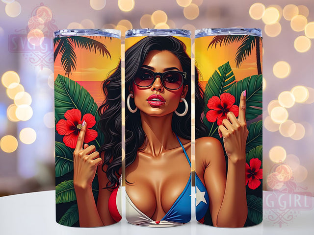 Badass Puerto Rican Latina 20oz Tumbler, Badass Latina Design, 20oz Sublimation Wrap, Empowered Women Mug, Hispanic Pride Drinkware, Strong Woman Gift, Unique Latina Art Sublimation SvggirlplusArt 
