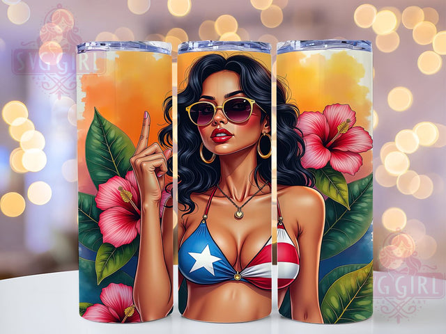 Badass Puerto Rican Latina 20oz Tumbler, Badass Latina Design, 20oz Sublimation Wrap, Empowered Women Mug, Hispanic Pride Drinkware, Strong Woman Gift, Unique Latina Art Sublimation SvggirlplusArt 