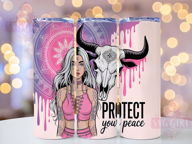 Badass Self Love Affirmation Tumbler, Daily Affirmation Wrap, Protect Your Peace Cup, Empowerment Drinkware Design, 20Oz Sublimation Wrap, Sassy Motivational Gift, Confident Woman Quote Sublimation SvggirlplusArt 