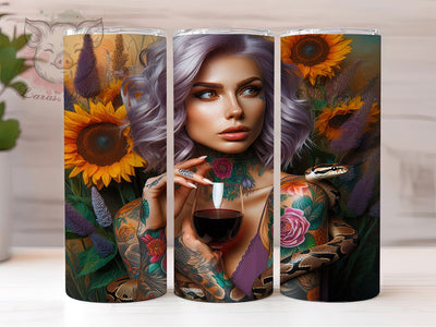 Badass Snake Tattoo Tumbler, Badass Snake Wrap, Edgy Party Cup, 20oz Sublimation Wrap, Rocker Snake Tumbler, Fierce Tattoo Design Cup, Snake Badass Theme Wrap Sublimation Lara' s Designs 