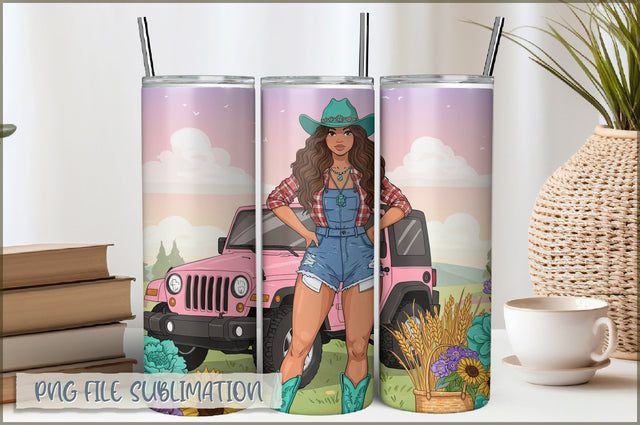 Badass Sunflower Girl 20 Oz Tumbler Wrap PNG Sublimation Shetara Begum 