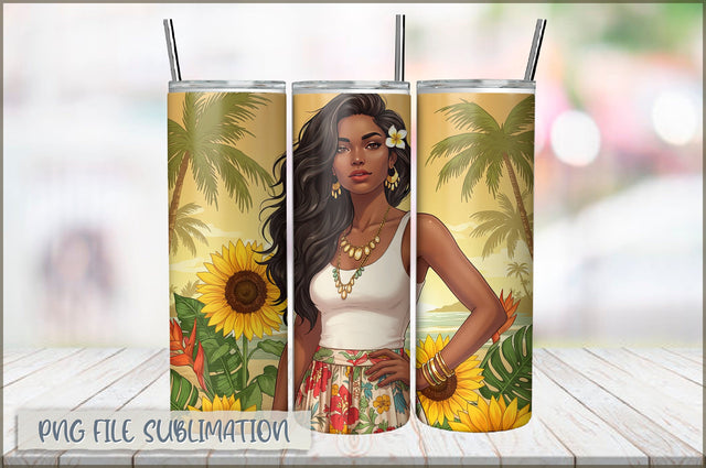 Badass Sunflower Girl 20 Oz Tumbler Wrap PNG Sublimation Shetara Begum 