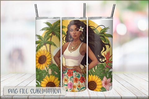 Badass Sunflower Girl 20 Oz Tumbler Wrap PNG Sublimation Shetara Begum 