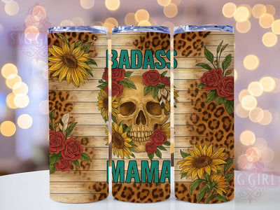 Badass Sunflower Mama Tumbler, Sunflower Mom PNG, 20oz Sublimation Wrap, Strong Woman Tumbler, Floral Mama Cup, Empowered Mom Design, Sassy Mom Tumbler Sublimation SvggirlplusArt 