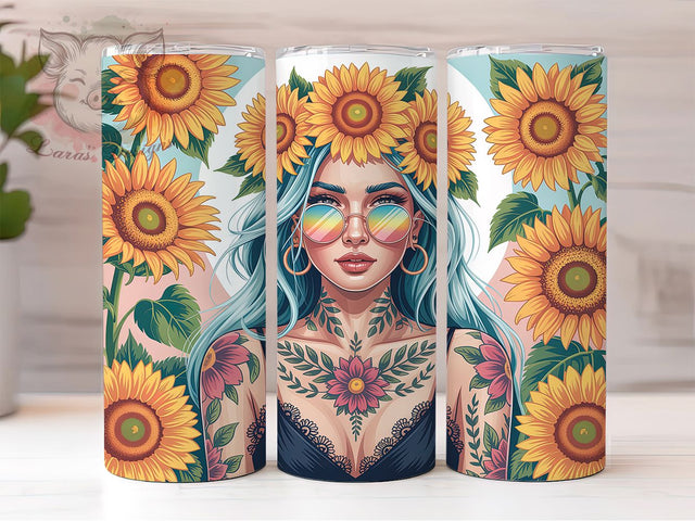 Badass Tattoo Babe Tumbler, Edgy Tattoo Wrap, Bold Party Cup, 20oz Sublimation Wrap, Rocker Babe Tumbler, Fierce Tattoo Design Cup, Badass Babe Theme Wrap Sublimation Lara' s Designs 