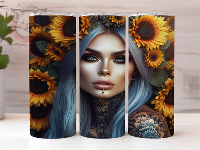 Badass Tattoo Babe Tumbler, Edgy Tattoo Wrap, Bold Party Cup, 20oz Sublimation Wrap, Rocker Babe Tumbler, Fierce Tattoo Design Cup, Badass Babe Theme Wrap Sublimation Lara' s Designs 