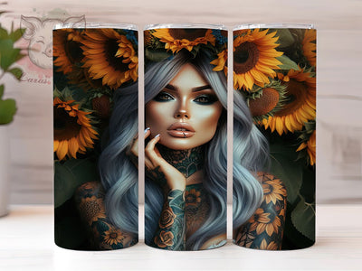 Badass Tattoo Babe Tumbler, Edgy Tattoo Wrap, Bold Party Cup, 20oz Sublimation Wrap, Rocker Babe Tumbler, Fierce Tattoo Design Cup, Badass Babe Theme Wrap Sublimation Lara' s Designs 
