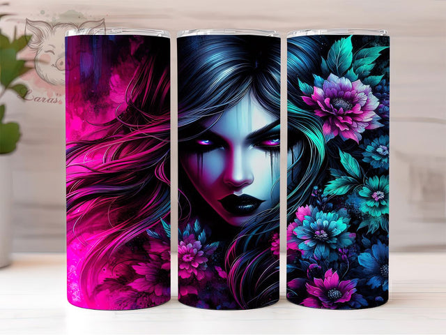 Badass Tattoo Inked Woman Tumbler Wrap, 20oz Tumbler Sublimation, Edgy Girl Design, Rebel Aesthetic Tumbler, Alternative Tattoo Art, Fierce Woman Tumbler Sublimation Lara' s Designs 