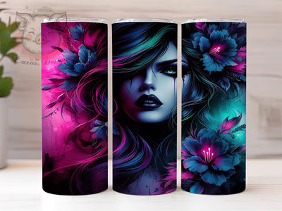 Badass Tattoo Inked Woman Tumbler Wrap, 20oz Tumbler Sublimation, Edgy Girl Design, Rebel Aesthetic Tumbler, Alternative Tattoo Art, Fierce Woman Tumbler Sublimation Lara' s Designs 