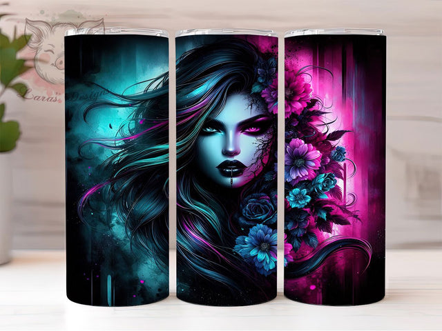 Badass Tattoo Inked Woman Tumbler Wrap, 20oz Tumbler Sublimation, Edgy Girl Design, Rebel Aesthetic Tumbler, Alternative Tattoo Art, Fierce Woman Tumbler Sublimation Lara' s Designs 