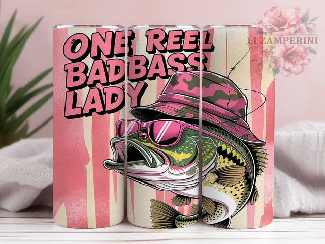 Badbass Lady Angler Funny Fishing Tumbler, Badbass Lady Tumbler, Fishing Tumbler Design, 20oz Sublimation PNG, Lady Angler Wrap, Funny Fishing Cup, Bass Fishing Sublimation Sublimation Li Zamperini 