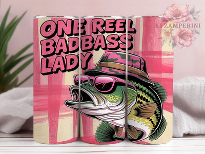 Badbass Lady Angler Funny Fishing Tumbler, Badbass Lady Tumbler, Fishing Tumbler Design, 20oz Sublimation PNG, Lady Angler Wrap, Funny Fishing Cup, Bass Fishing Sublimation Sublimation Li Zamperini 