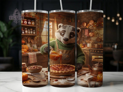 Badger Baking Pecan Pie 20oz Tumbler, Badger Baking, Baking Badger, Pecan Pie Tumbler, Badger Tumbler, 20oz Tumbler, Cute Badger, Tumbler Wrap Sublimation SvggirlplusArt 