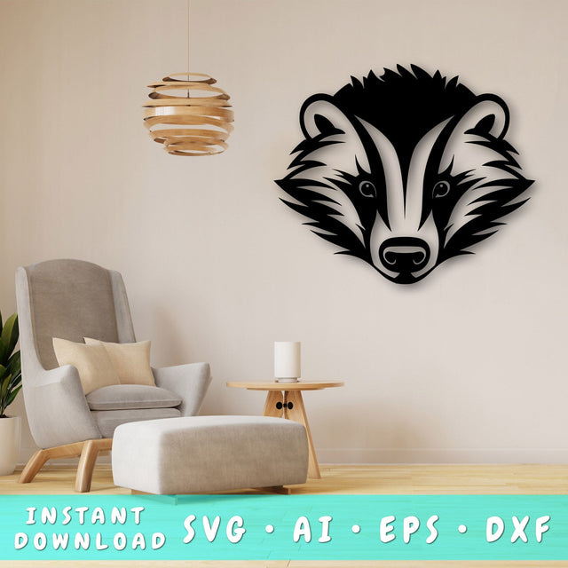 Badger Laser SVG Cut File, Badger Glowforge File, Badger DXF, Badger Wall Art SVG SVG HappyDesignStudio 