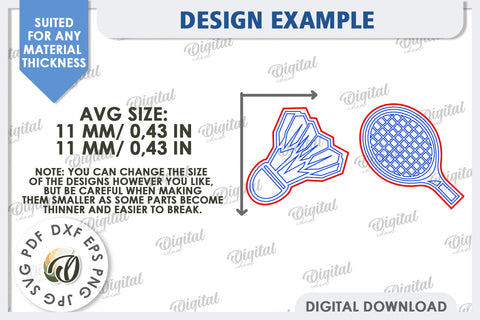 Badminton Earrings Laser Cut. Sports Stud Earrings SVG SVG Evgenyia Guschina 