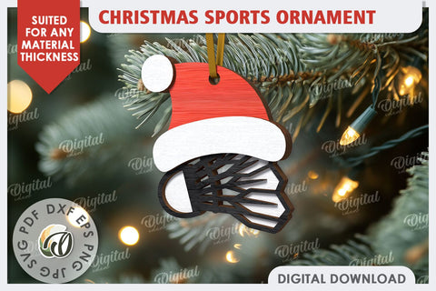 Badminton Sports Christmas Ornament Laser Cut. Santa Hat SVG SVG Evgenyia Guschina 