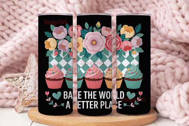 Bake the World Tumbler Wrap Sublimation DesignSVG 