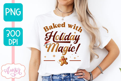 Baked with holiday magic PNG | Cute Christmas Cookies PNG Sublimation Amorclipart 