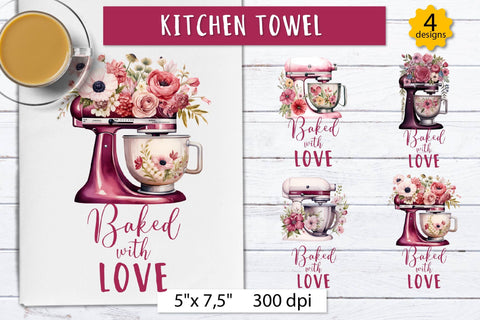 Baked with love | Kitchen towel sublimation desigs Sublimation Olga Boat Design 