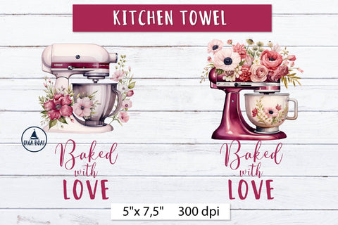 Baked with love | Kitchen towel sublimation desigs Sublimation Olga Boat Design 