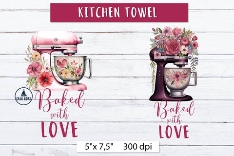 Baked with love | Kitchen towel sublimation desigs Sublimation Olga Boat Design 