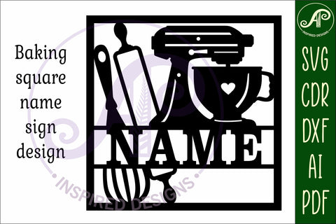 Baker square named wall sign or card topper svg laser cut SVG APInspireddesigns 