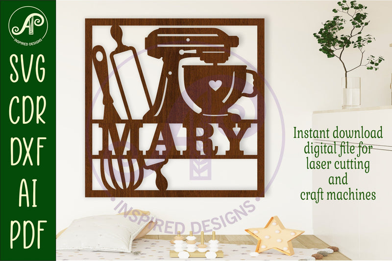 Baker square named wall sign or card topper svg laser cut - So Fontsy