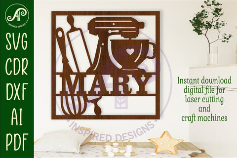 Baker square named wall sign or card topper svg laser cut SVG APInspireddesigns 