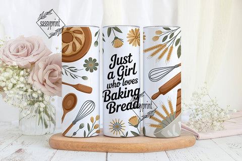 Baking Bread Girl 20oz Tumbler Wrap Sublimation sassyprint 