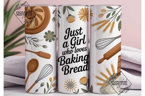 Baking Bread Girl 20oz Tumbler Wrap Sublimation sassyprint 