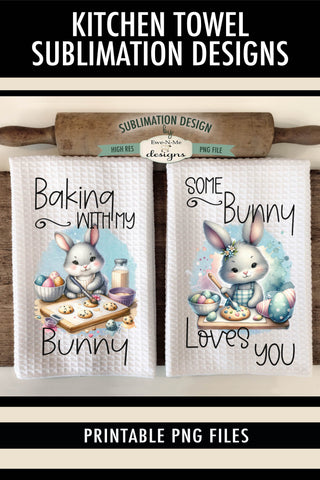 Baking Bunnies Kitchen Towel Sublimation Designs Sublimation Ewe-N-Me Designs 