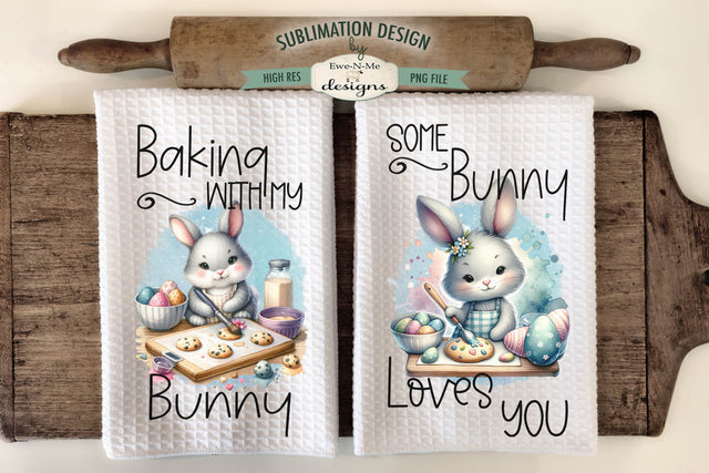 Baking Bunnies Kitchen Towel Sublimation Designs Sublimation Ewe-N-Me Designs 