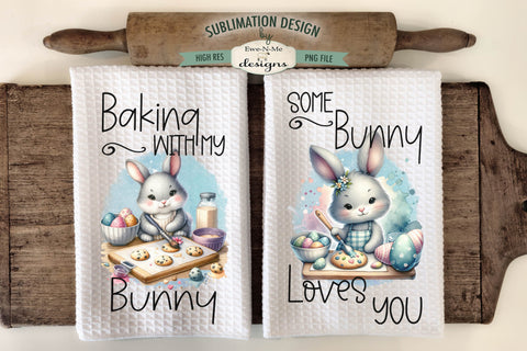 Baking Bunnies Kitchen Towel Sublimation Designs Sublimation Ewe-N-Me Designs 