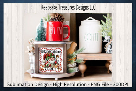 'Baking Christmas Cheer' Festive Santa Gnome Design with Whimsical Holiday Elements Sublimation Keepsake Treasures Designs LLC. 