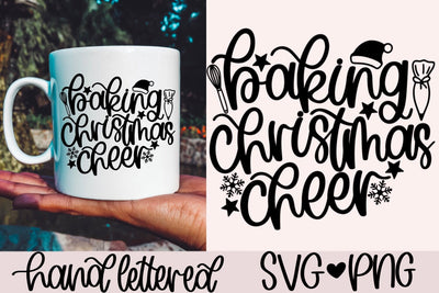Baking christmas cheer svg, christmas apron svg, christmas cookies svg, christmas baking svg, christmas potholder svg, hand lettered svg SVG AnitaAlyiaLettering 