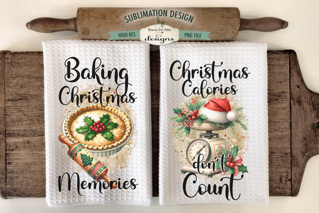Baking Christmas Memories Kitchen Towel Sublimation Designs Sublimation Ewe-N-Me Designs 