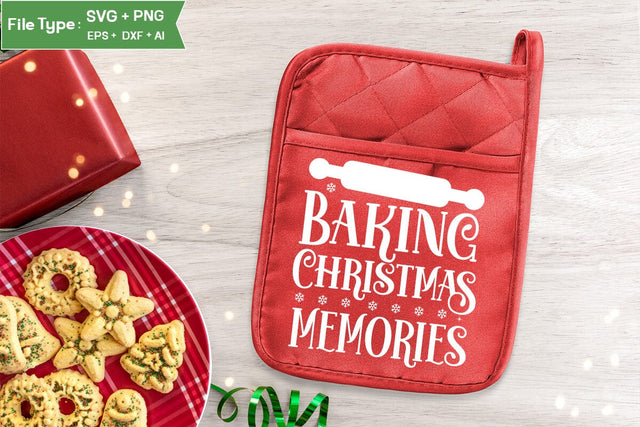 Baking Christmas Memories Pot Holder SVG Design, Christmas Pot Holder SVG Design, Christmas SVG, SVGs, Food & Drink, Print & Cut, Quotes and Sayings SVG DesignPlante 503 
