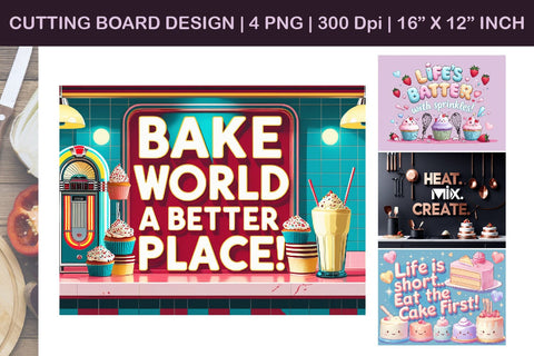 Baking cutting board design, retro kitchen art Sublimation Paper Switch 