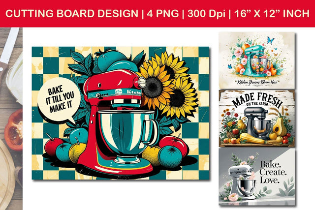 Baking cutting board, stand mixer artwork Sublimation Paper Switch 