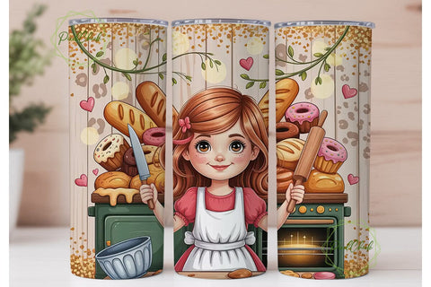 Baking Girl Baker 20oz Tumbler Wrap Sublimation PixelChick 