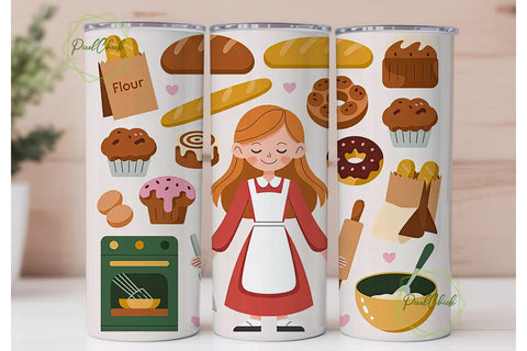 Baking Girl Baker 20oz Tumbler Wrap Sublimation PixelChick 