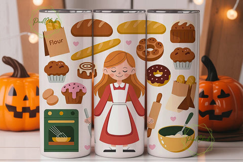 Baking Girl Baker 20oz Tumbler Wrap Sublimation PixelChick 