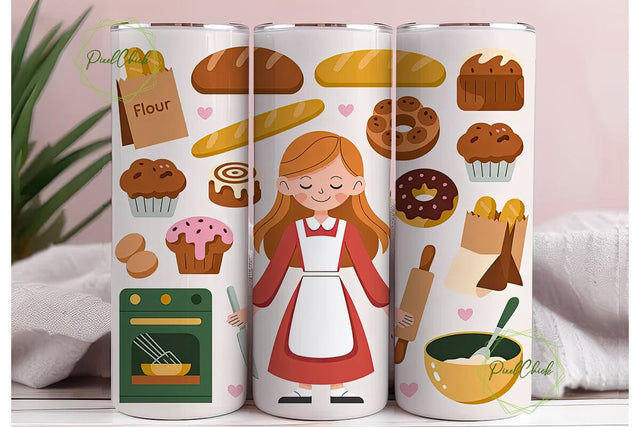 Baking Girl Baker 20oz Tumbler Wrap Sublimation PixelChick 